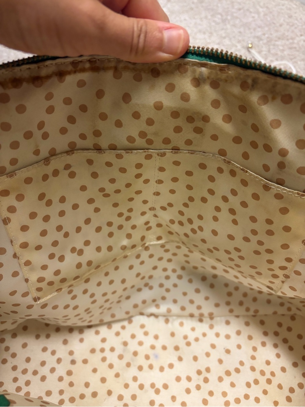 kate spade green leather dome satchel with gold hardware - Picture 5 of 7